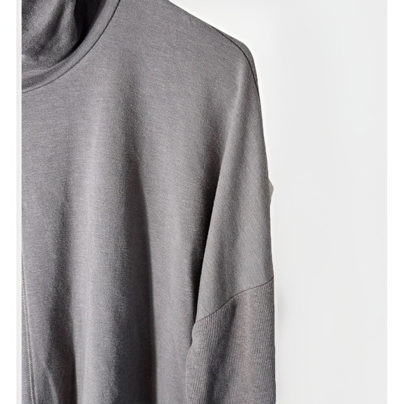 J Jill PureJill Size Medium Sweatshirt Gray Stretch Pockets Cowl neck 3/4 Sleeve - Picture 4 of 7